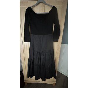 Tuckernuck Women's Black Marissa Midi Dress Fit and Flare Off-the-Shoulder SZ M